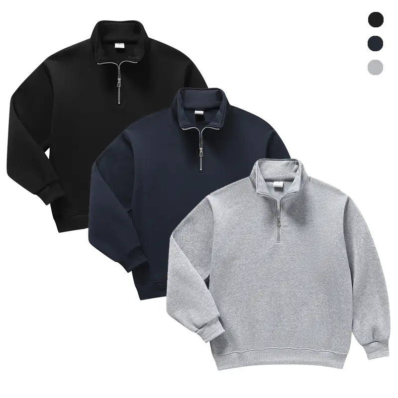 ColorArea Men’s Plain Full-Sleeve Quarter-Zip Neck Sweatshirt - Branded Old Money Style Casual Pullover, Easy-Wash Zip-Up Men’s Top, Menswear Wardrobe Essential, Sweatshirts