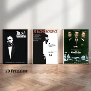3-Piece Set | Frameless | Legendary Gangster Movie Posters | Canvas Prints | Art Prints | Gangster Portraits | Canvas Art | “Scarface” | Escobar | “The Godfather” | Wall Decor | Artwork