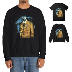 BEETLEJUICE Colab Bob Movie Character Graphic Black T-Shirt, Retro Halloween Tee Gift For Fan, One Side, Unisex Menswear Top, Heavy Cotton Fabric