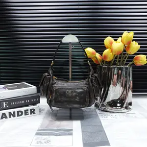 Pre-owned miumiu Calfskin Shoulder Bags Brown Pocket Shoulder Bag T10249454