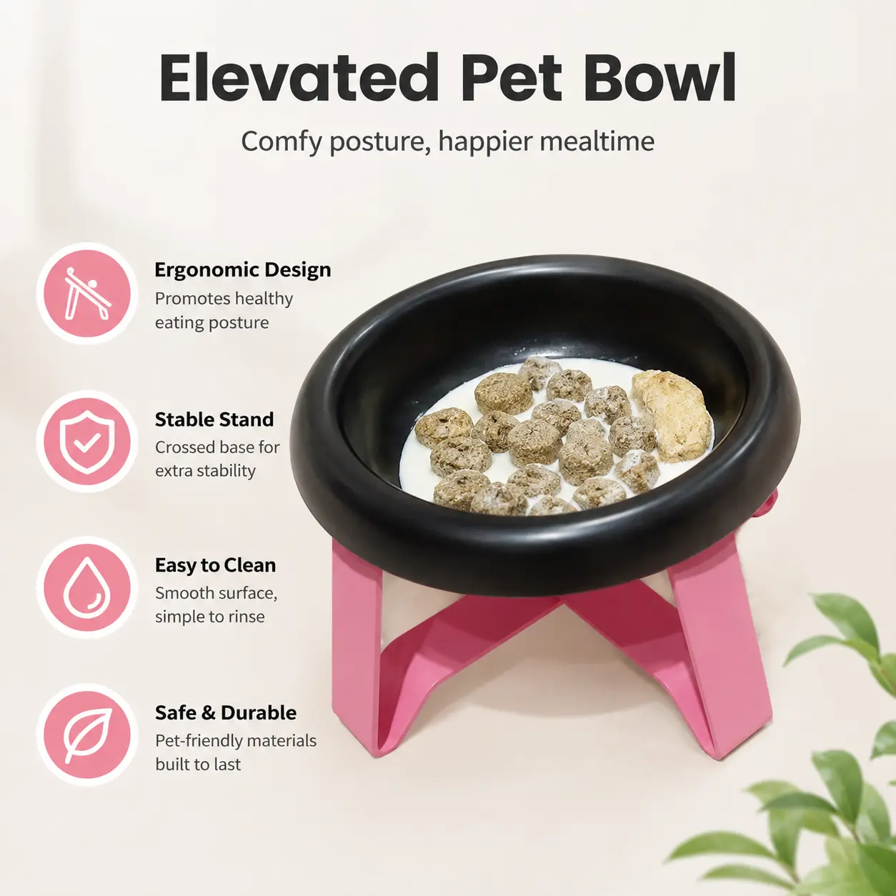 1 Count Elevated Ceramic Pet Bowl with Metal Stand, for small cats and dogs under 20 pounds for daily food and water feeding