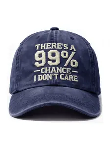 Washed Cotton Embroidered "THERE'S A 99% TNCARE" Soft Top Duckbill Cap, Popular Baseball Cap