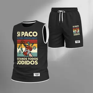 Men's Summer Basketball Set With "SIPACO" Print — Featuring A Sleeveless Tank Top Paired With Shorts, This Lightweight, Casual, And Street-Style Athletic Suit Is Perfect For Both Daily Wear And Vacationing