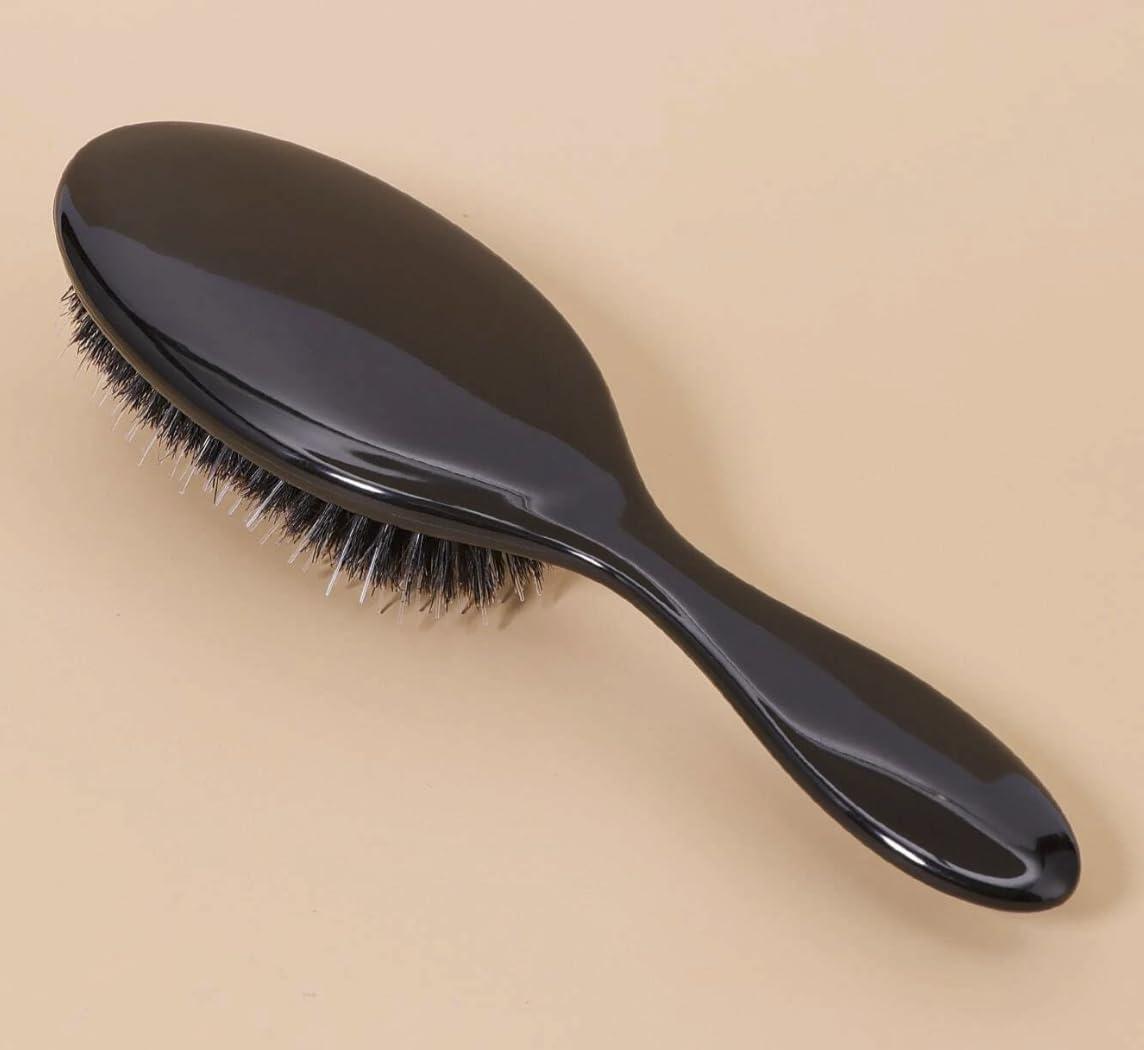 Boar Bristle Hair Brush Paddle Detangling Brush for Curly Fine Wavy Natural Tangled Hair Anti-static Hair Brush with Nylon Quill Massage Hair Extension Brush for Women, Men and Kids