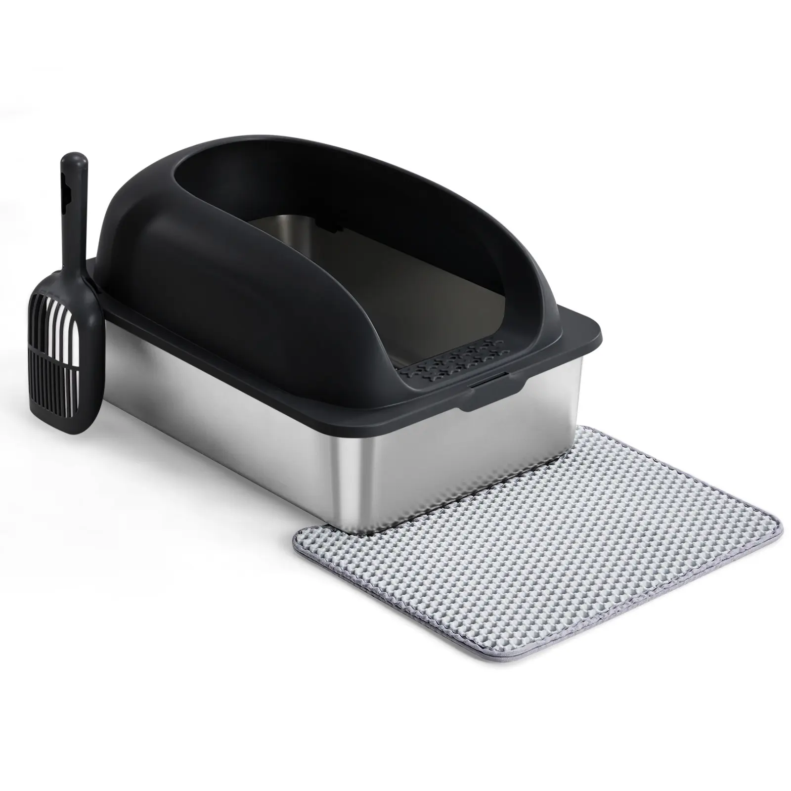 Stainless Steel Cat Litter Box with Lid, Extra Large Metal Litter Box for Big Cats, Anti-Leakage & Non-Stick, Includes Scoop and Mat | #CatParents #HomeEssentials