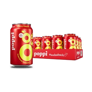 Poppi Sparkling Prebiotic Soda Beverage with Apple Cider Vinegar, Seltzer Water and Juice, Cherry Limeade Flavor, 12 Fl Oz, 12, Packaging May Vary