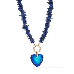 Crystal Heart Necklace - Deep Sea
