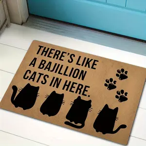 Funny Welcome Doormat Here Is A Cute Cat Mat Like Bajillion Cats Colorful Printed Top, Decorative Rug Mat, Non-woven with Anti-slip Rubber Back Doormat Gift Doormat for Entryway Front Porch Mat