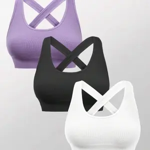 Yoga Basic 3 Pack Criss Cross Back Sports Bra
