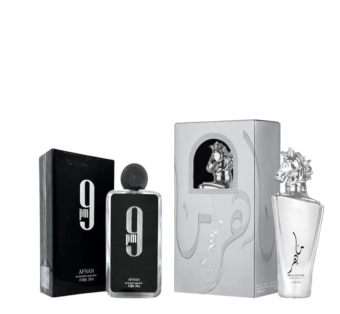 Oudlash Bundle | Afnan 9 PM + Lattafa Maahir Silver | Mens Fragrance | 100ML | Eau De Parfum | Lime, Mint, Grapefruit