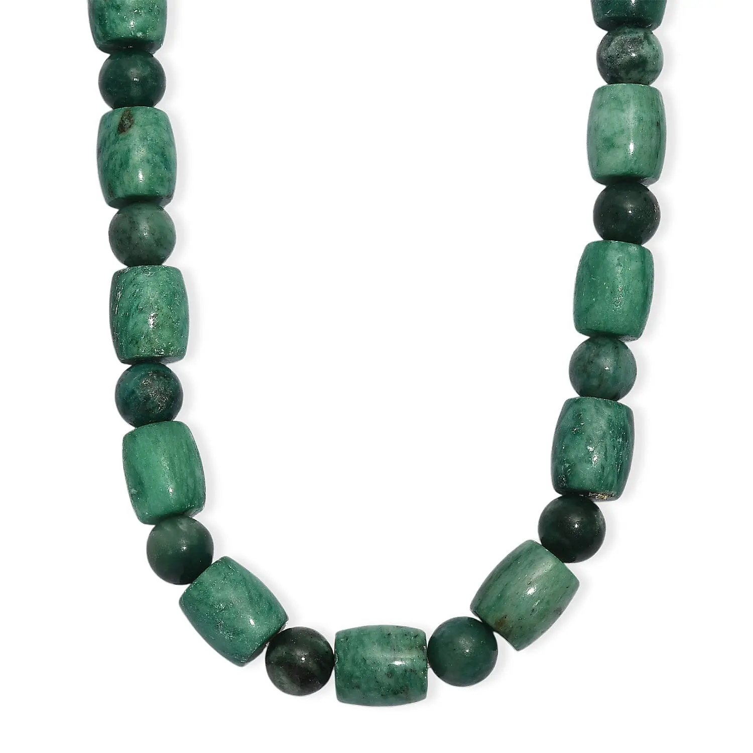 EverTrue Green Jasper 490.00 ctw Beaded Necklace in Platinum Over 20 Inches