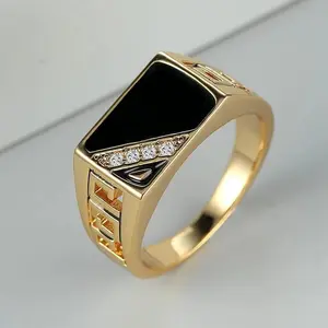 Fashionable and popular square and rhinestone decorative ring for men on vacation