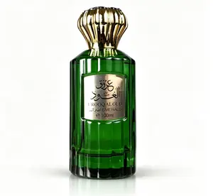 Urooq Al Oud Emerald Unisex Eau de Parfum 100ml, Long Lasting Fresh Green Oriental Oud Perfume for Men & Women, Designer Inspired Luxury Fragrance with Lantern Shape Gold Cap Emerald Green Vertical Stripe Bottle