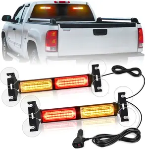 Nilight 40LED Amber Red Strobe Traffic Advisor Light Bar with Suction Cups Dash Safety Working Hazard Flashing Lights Interior Front/Rear Windshield for Trucks Construction Vehicles