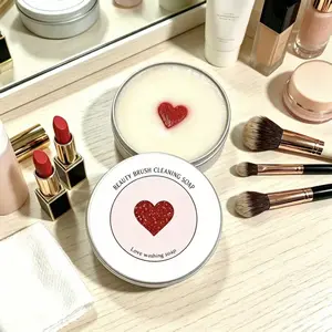 Heart Shaped Makeup Brush Cleaning Soap Solid Makeup Brush Cleanner Includes Color Removal Sponge and Silicone Cleaning Pad Effectively Removes Eyeshadow and Makeup Residue
