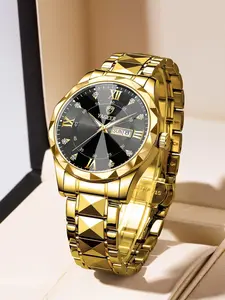 Men's Stainless Steel Quartz Watch, Dial, Luminous Design, Dual Calendar Function, Best Birthday Gift