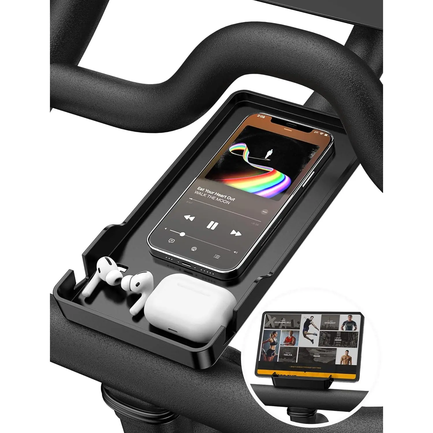 Peloton Bike Mobile Phone Mount Set Pack - Built-in Non-Slip/Anti-Slipping Silicone Base, Easy-Install Stand, Fits All Devices Including iPhone, iPad, Smartphones & Bands