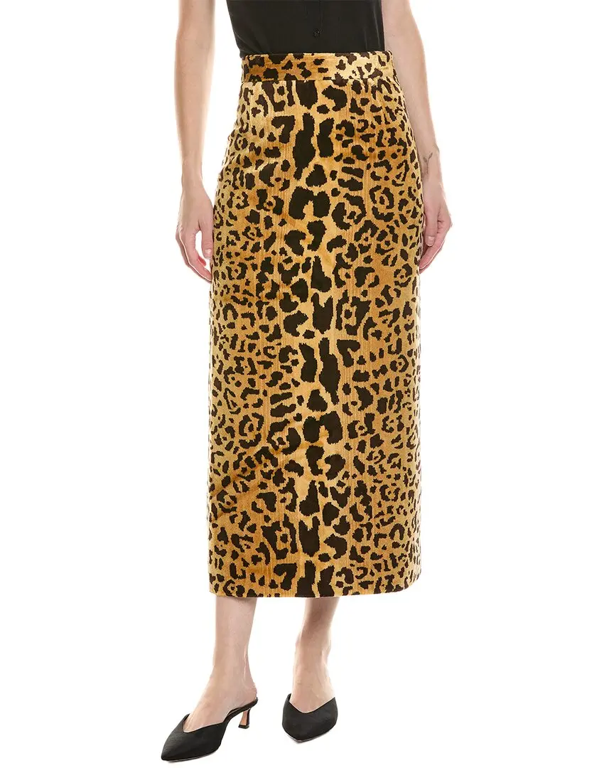 Miu Miu Leopard Print Velvet Midi Skirt