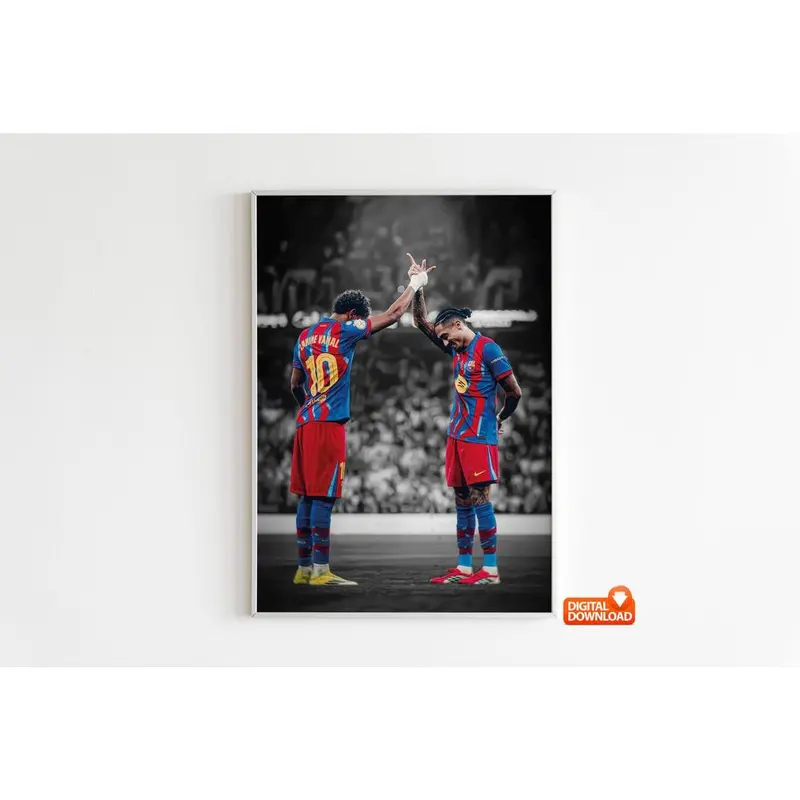 Raphinha Poster Lamine Yamal Poster Signed Football Poster( Unframed - Print Only )