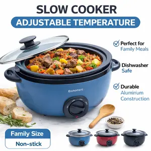 6.5 Quart Slow Cooker – Aluminium Sear, Sauté, Stew Pot, Stovetop & Dishwasher Safe, Glass Lid, Adjustable Temp, Cool Touch Handles, Perfect for Hot Soups & Stews   ice maker machine nugget ice makers Curries Casseroles