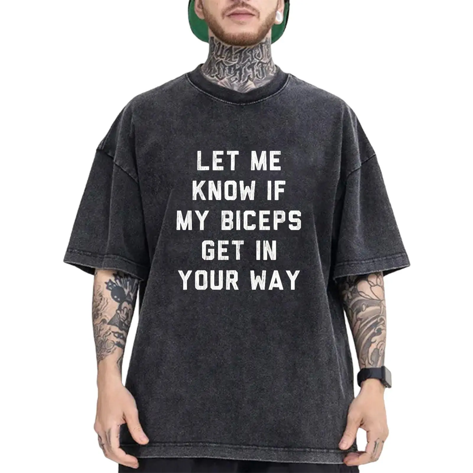 T-Shirts Mens Let Me Know If My Biceps Get In Your Way T Shirt Funny Workout Fitness Gym Graphic Tee humorous tshirt