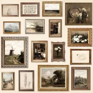 Antique Wall Decor - 16 Pcs Vintage Wall Art Prints, Antique Pictures Landscape Painting, French Country Decor Botanical Posters, Moody Gallery Wall Pictures For Home Bedroom (unframed)