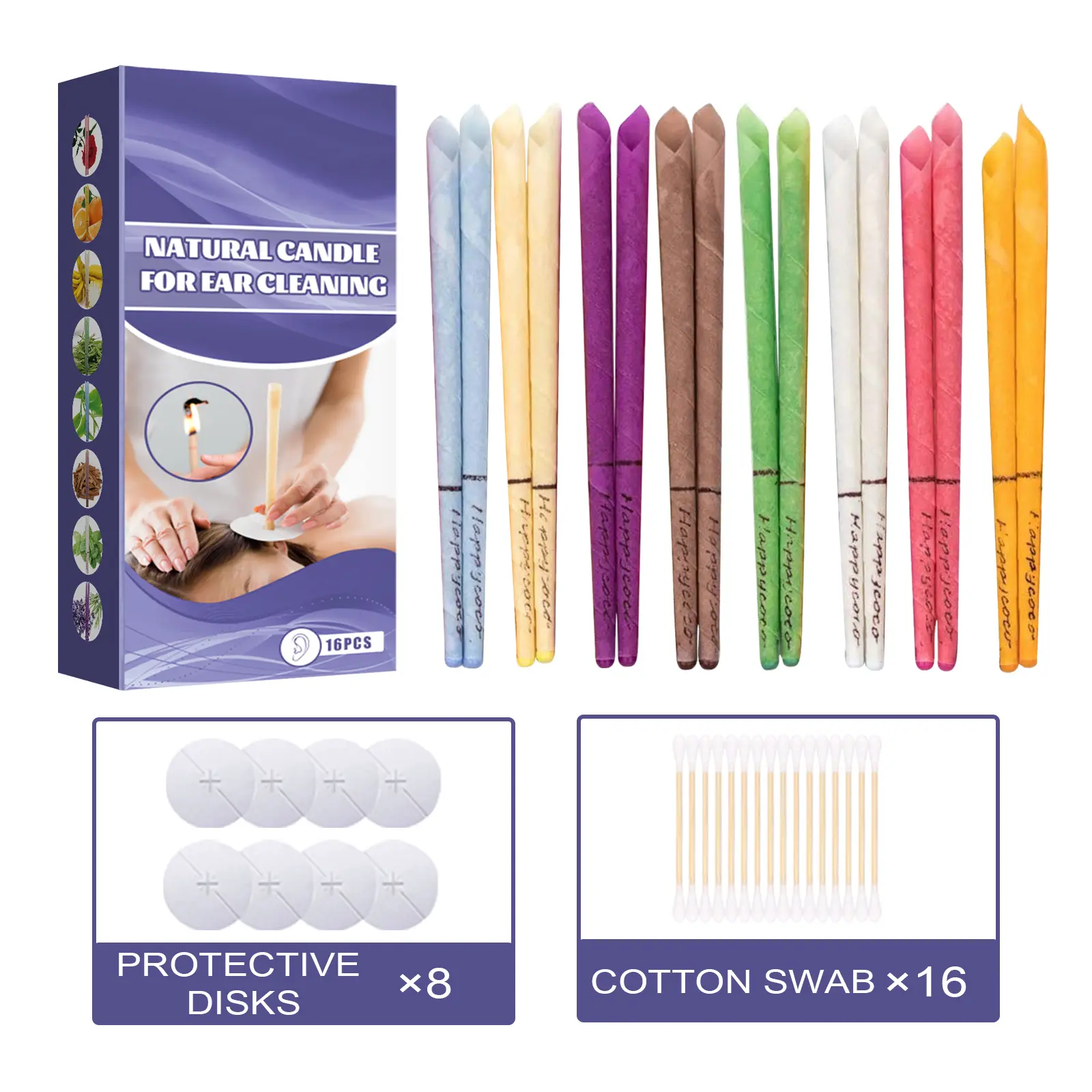 Jaysuing Peppermint Aromatherapy Ear Candle Set, Ear Care Tool with Plug Candle for Cleaning & Stress Relief Relaxation, Ear Cleaning