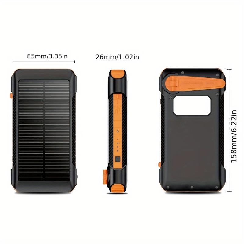 43800 mAh Solar Power Bank with USB and Hand Crank Charging - Supports Fast Charging of Multiple Devices at the Same Time (22.8W), Portable Night Light, 5V-36V Output and Cable Management (Travel, Outdoor, Emergency), Compact Design, Multi-function Chargi