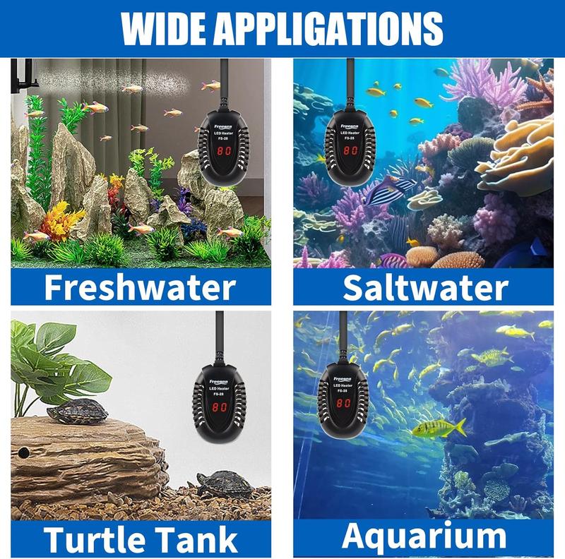 FREESEA Aquarium Fish Tank Heater: 100W Small Submersible Turtle Heater with Adjustable Temperature External Controller for Betta | Saltwater | Freshwater | 10-20 Gallon Mini Submersible Aquarium Heater Adjustable USB gallon tank