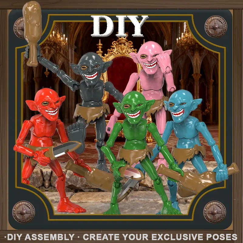 Fully Articulated Goblin Model with DIY Multi-Color Design, Creative Figurine with Dual Expression Head Sculpt, Articulating Figurine, Fun Desktop Decor, Action Figures, Movable Figurines