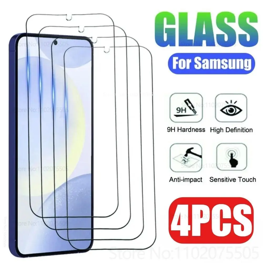4pcs HD Tempered Glass for Samsung Galaxy S20/S21/S22 Ultra S23Plus Full Cover Screen Protector S25Ultra S24Plus S24FE S10 Plus