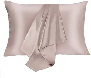 Silk Pillowcase Set, 2 Pack,  Mulberry Silk, , Soft, Breathable, Reduces Wrinkles,  Size, Apricot Gray