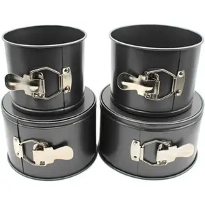 4pcs Springform Pan Set 4 5 6 7 Inches Round Cake Tin with Removable Bottom Nonstick Leakproof Carbon Steel Cheese Cake Pan Mold for Baking Black