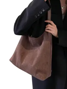 Suede Faux Leather Hobo Bag for Women, Slouchy Shoulder Tote Purse, Soft Casual Handbag for Work Daily Use, Stylish and Practical, Fashionable Casual Bag