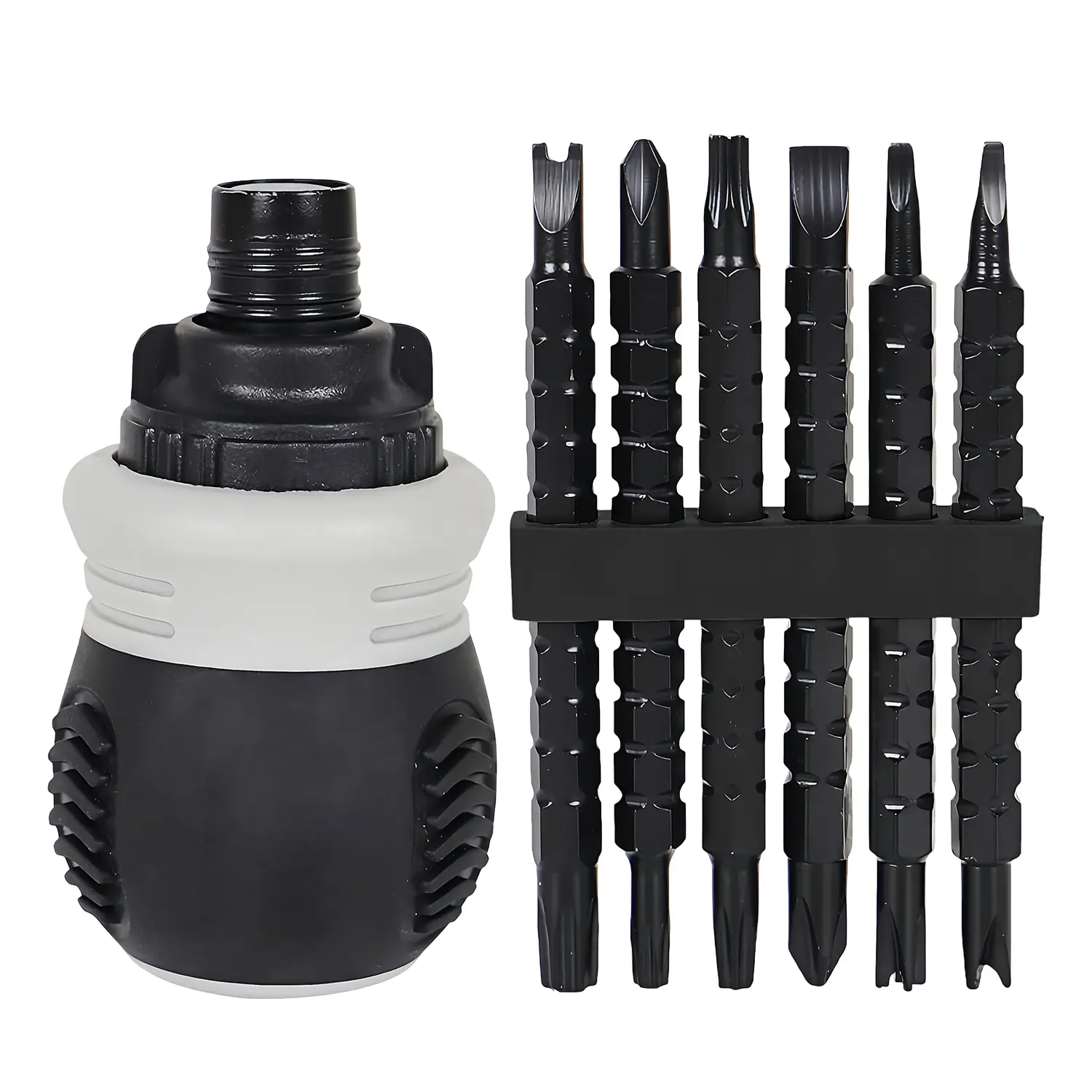 Short ratchet screwdriver CR-V hardened hard dual-purpose screwdriver head Telescopic dual-purpose screwdriver cross Slotted screwdriver head Screwdriver powerful magnetic multi-function Fathers Day Gift