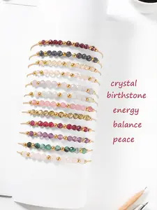 December Birthstone Natural Garnet Crystal Energy Bracelet, Handmade Beaded Jewelry Gift for Women & Girls, Birthday Stone Accessory