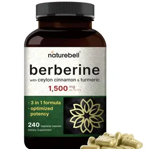 Berberine Supplement 1,500mg with Ceylon Cinnamon & Turmeric Root, 240 Veggie Capsules | 97% Pure Berberine HCL | Supports Balanced Sugar Levels & Heart Health | Vegan, Non-GMO