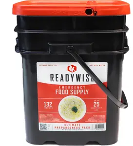 ReadyWise Emergency Food Supply Bucket - 132 Servings, 25 Year Shelf Life, Freeze Dried Food for Hiking, Adventure & Camping, Individually Packaged