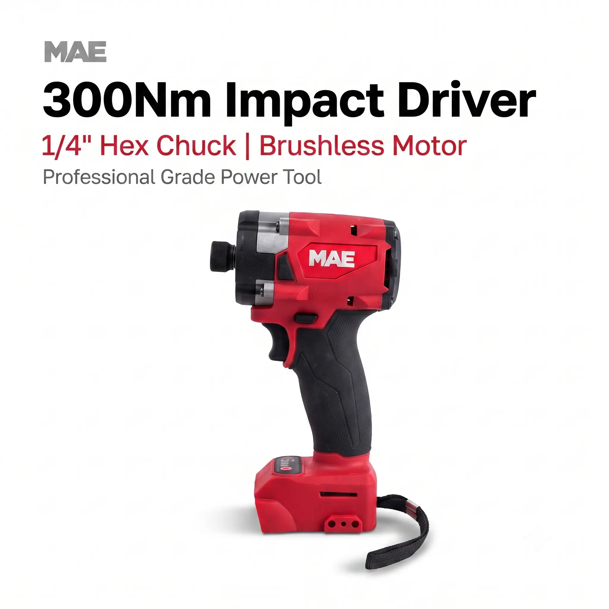 MAE 300Nm Max Torque Screwdriver 1/4" brushless cordless impact Driver, Woodworking and DIY Projects, 4-Speed 3900RPM Handheld Tool with Mode Selection use industrial task vehicle maintenance wrench electric power tool long lifespan