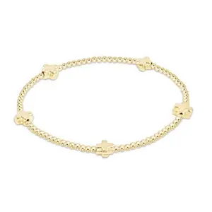 Egirl Signature Cross Small Gold Pattern 2MM Bead Bracelet