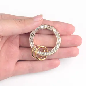 Gold Bling Rhinestones keychain Fingerprint Resistant Plating Metal Key Chain Ring