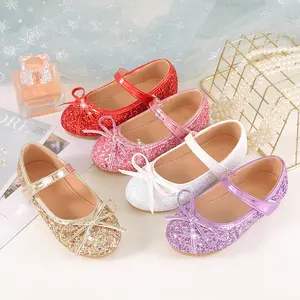 2025 Girls Leather Shoes - Spring/Auto New Bow Princess Soft Sole Loafers | Velcro Dress Shoes for Toddlers & Big Kids | Kids Princess Bow Flats Toddler Dressy Footwear