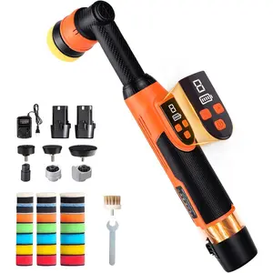 Cordless Mini  Buffer Polisher with 8 Variable Speeds 2000-6000 RPM, LED Display, 2x2000mAh 21V , Mini Polishers Kit for Auto Detailing, Scratch Remover and  Care - Long