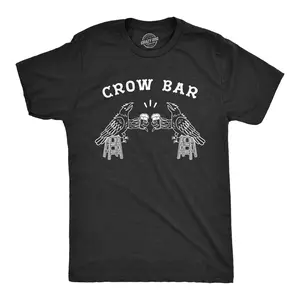 Mens Crow Bar T Shirt Funny Bird Party Drinking Tee Toolbox Graphic Novelty Tee Mens Funny T Shirts Cool Vintage Fashion T-Shirt Gift Classic Menswear Animal Apparel for Men Funny Drinking Short Sleeve Novelty Black