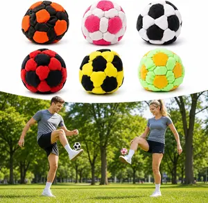 2.37 inches 6 Pack Soccer Hacky Footbag Sacks Soft Plush Footbags for Adults Durable Fleece Juggling Balls Vibrant Sports Design for Indoor Outdoor Play Party Favors and Coordination Training