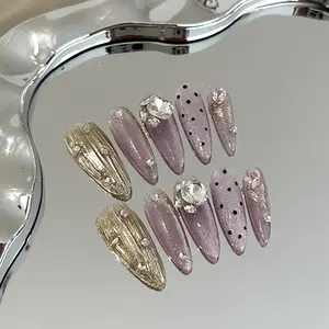 10pcs Cat Eye Nail Art Kit, & Design, Detachable Long Water Drop Shape, Perfect for Parties & Dates