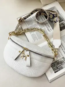 Women's Fashionable Crocodile Embossed Fanny Pack, Casual Pu Leather Shoulder Bag for Daily Used, Trendy Versatile High-quality Daily Commuting Bag