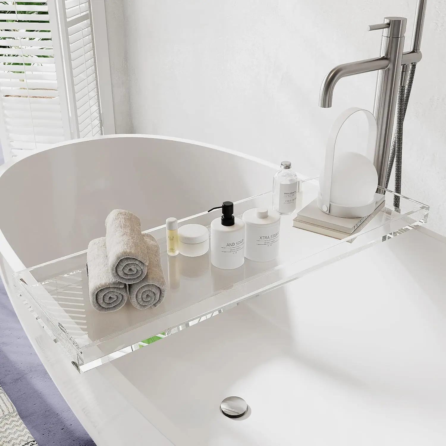 Transparent Acrylic Bathtub Tray - Waterproof, Stylish Bathroom Caddy, Modern Bathroom Accessories, Modern Home Decor, Eco-Friendly Durable Convenience Item, Birthday Gift (32.3" x 7.87" x 1.18")