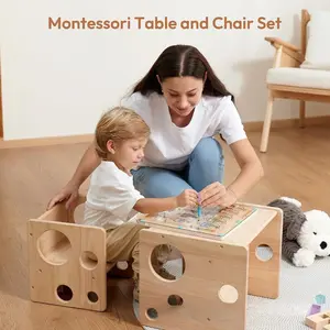Kids Multi-Purpose Table Set, Wooden Toddler Dining & Learning Table, Convertible Baby Feeding & Play Table, Home Study Mealtime Kids Table Set, Space-Saving Children’s Activity Table, Must-Have for Kids’ Daily Spaces