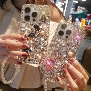 Compatible with iPhone 17 Pro Max/ 16/15/14/13/12 with lanyard cute rabbit acrylic full case HN5402